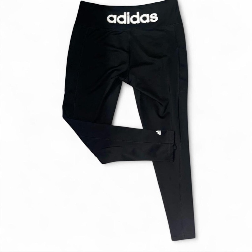 Adidas black leggings with logo on the back